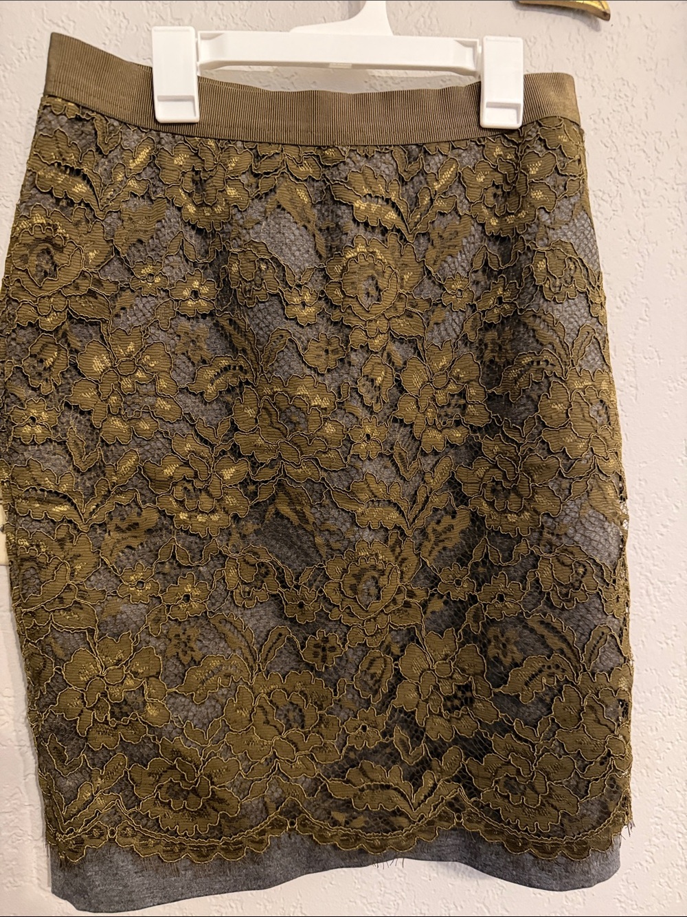 Ann Taylor LOFT Olive Lace Pencil Skirt Size 6